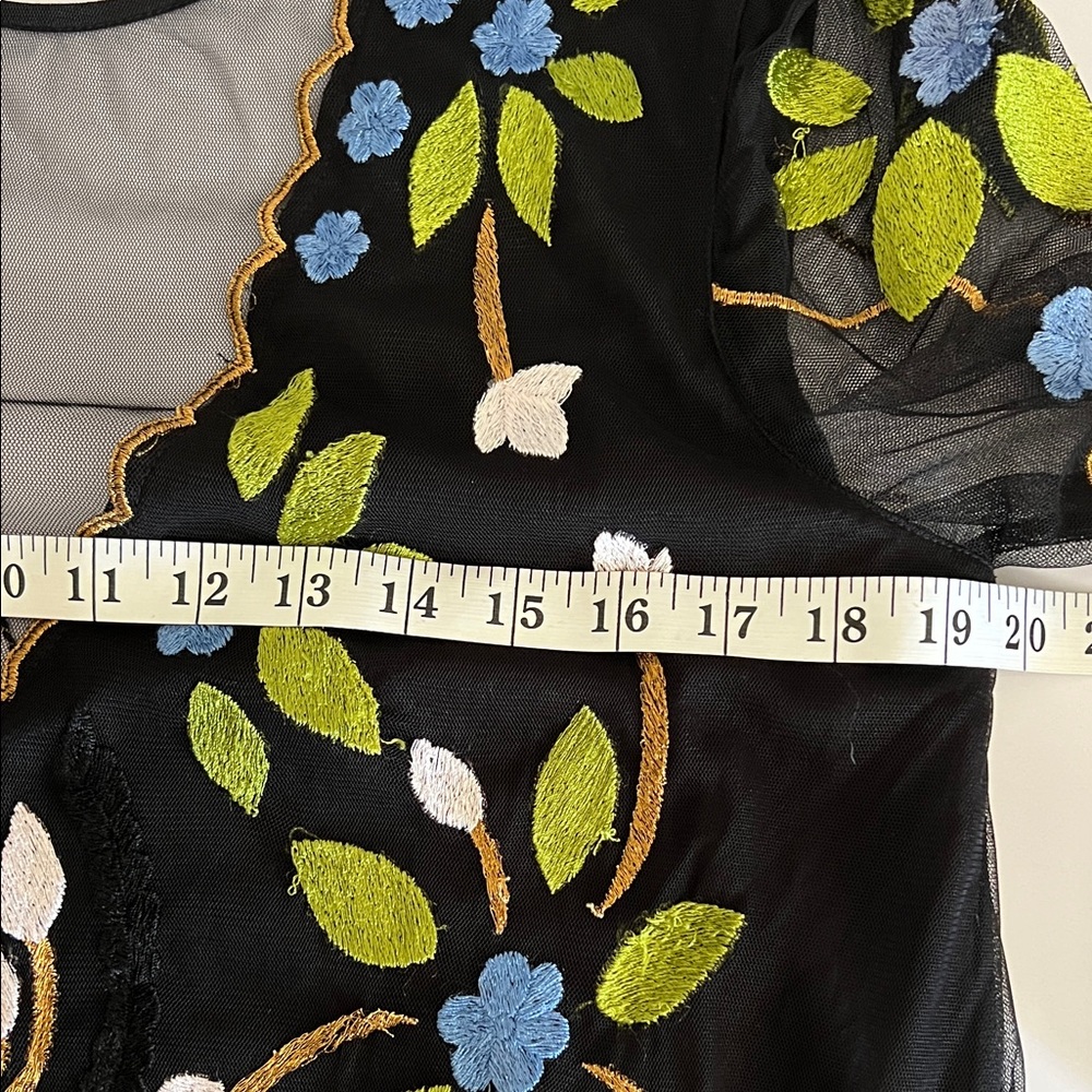 Free People Hearts are Wild Embroidered Floral Drop Waist Mini Dress Size: M - Picture 9 of 11